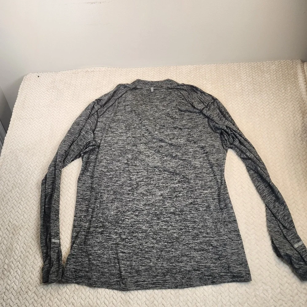 Nike Dri Fit Mens Gray Heathered Long Sleeve Quarter Zip‎ Running Athletic Shirt